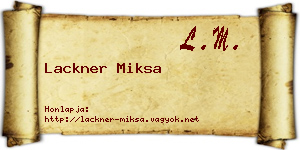 Lackner Miksa névjegykártya